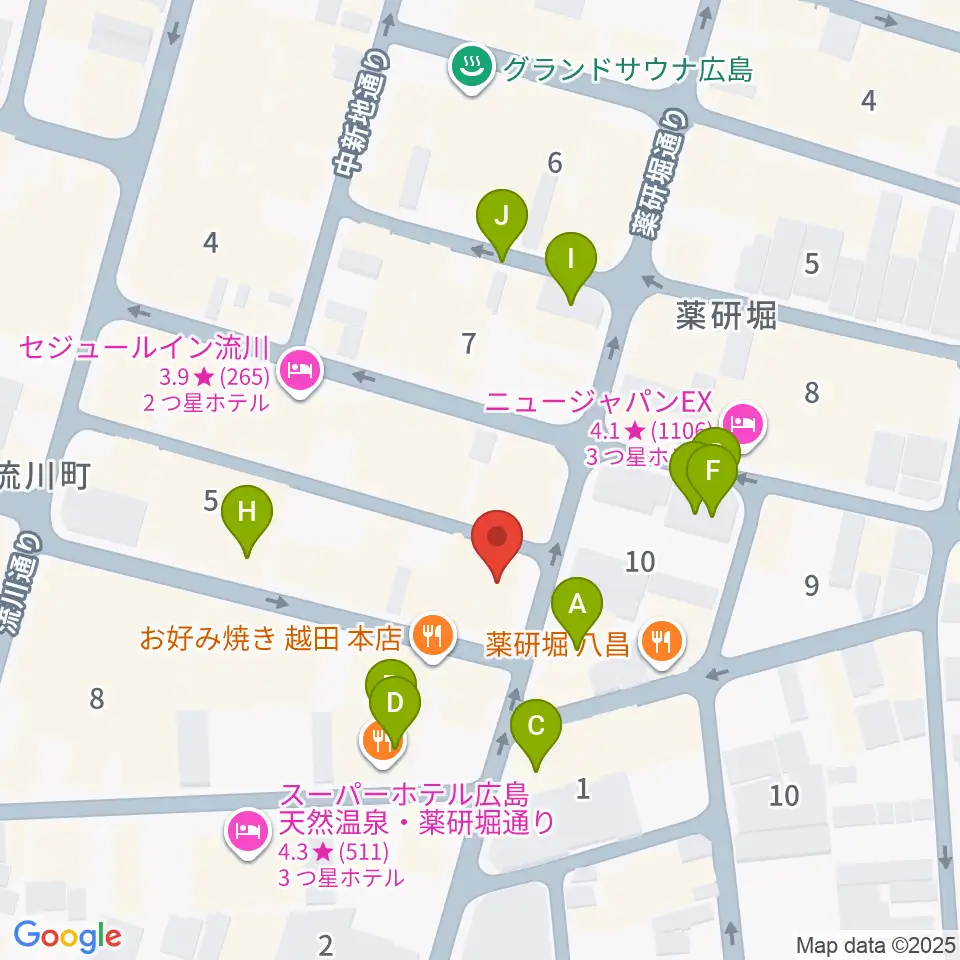 クラブクリーム広島周辺のカフェ一覧地図