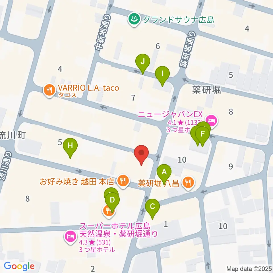 クラブクリーム広島周辺のカフェ一覧地図
