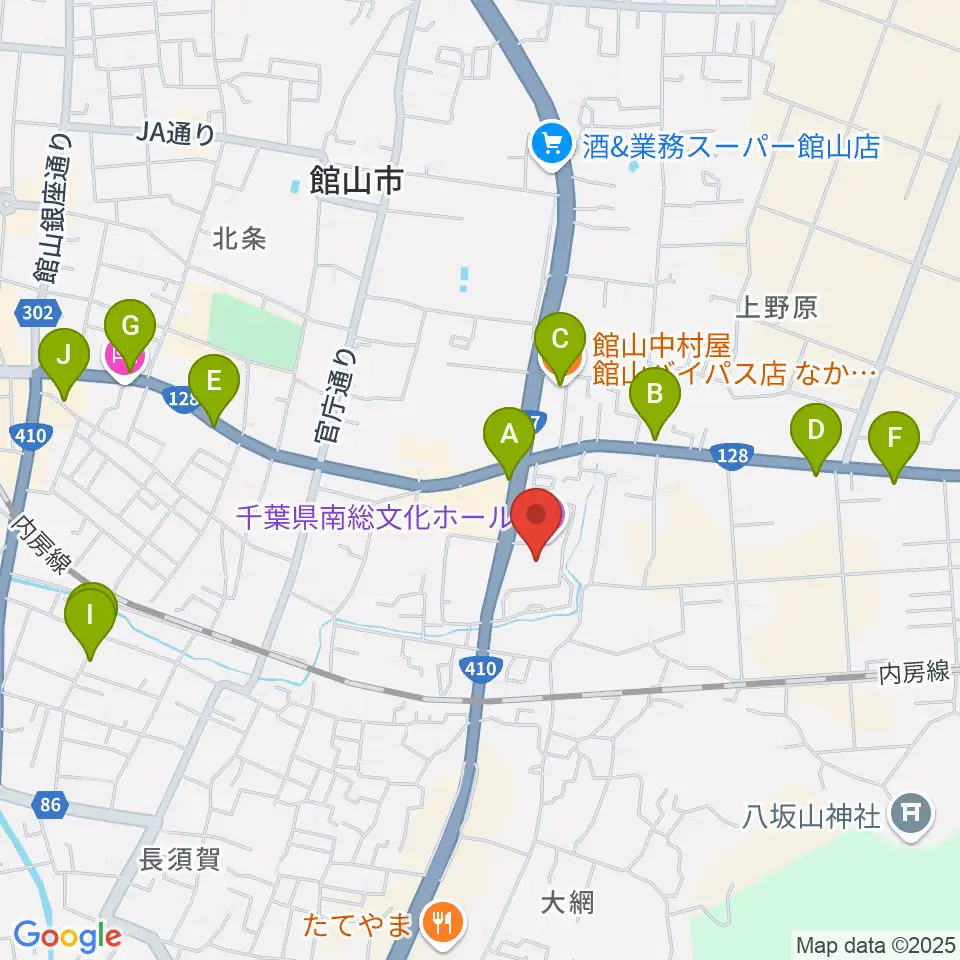 千葉県南総文化ホール周辺のカフェ一覧地図