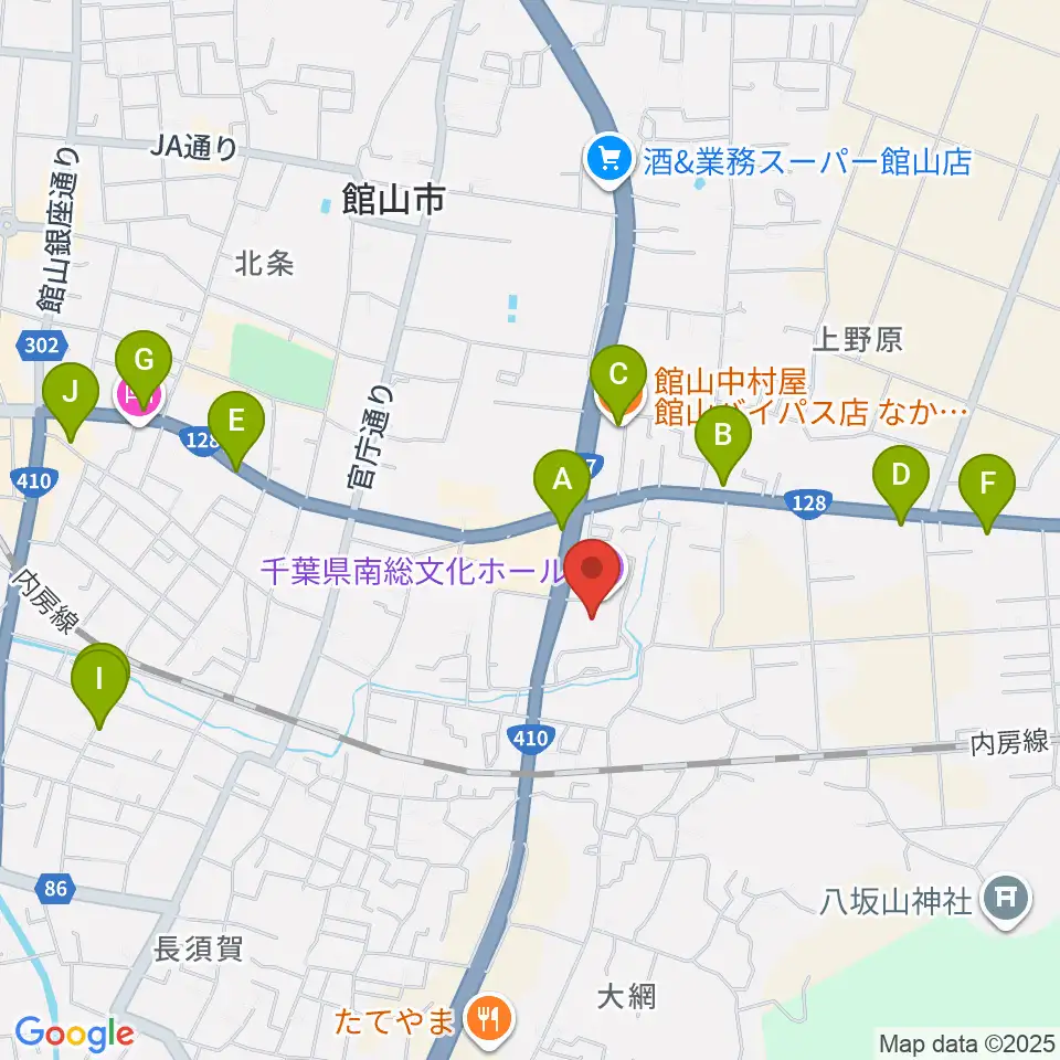 千葉県南総文化ホール周辺のカフェ一覧地図