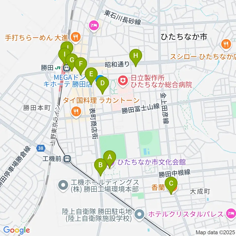 ひたちなか市文化会館周辺のカフェ一覧地図