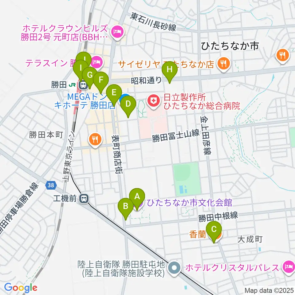 ひたちなか市文化会館周辺のカフェ一覧地図