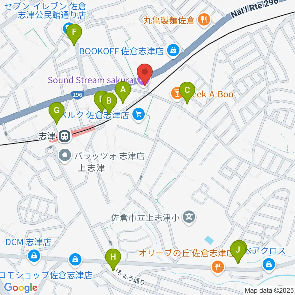 Sound Stream sakura周辺のカフェ一覧地図