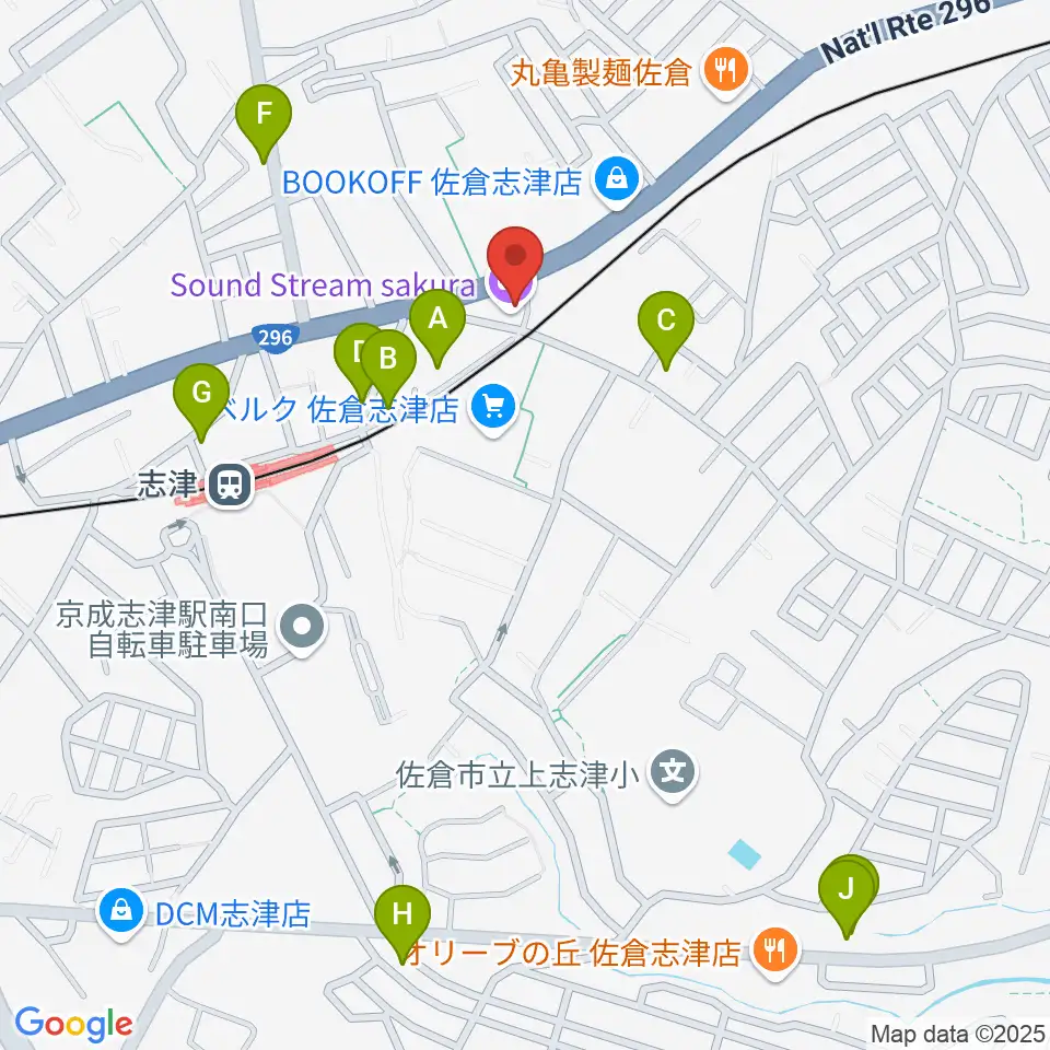 Sound Stream sakura周辺のカフェ一覧地図