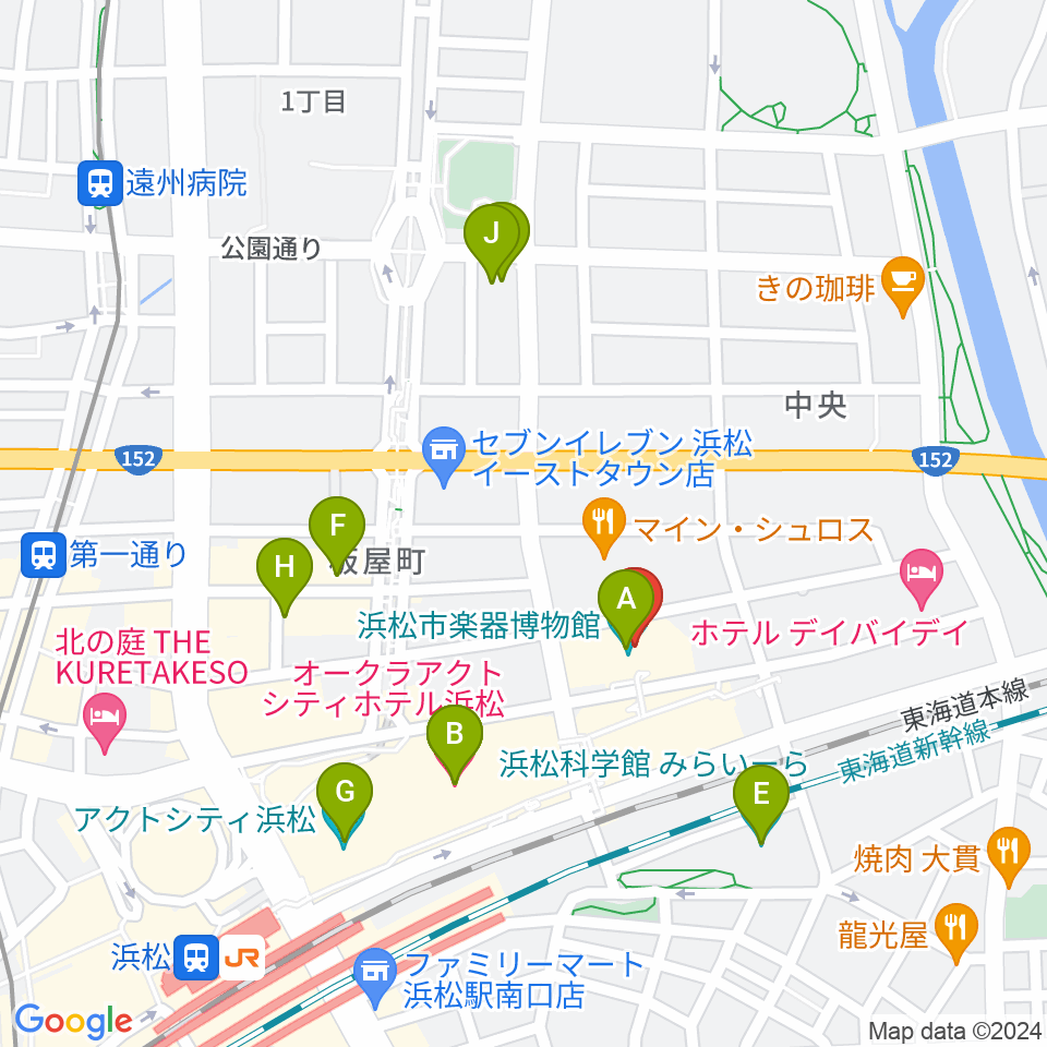 アクトシティ浜松 研修交流センター周辺のカフェ一覧地図