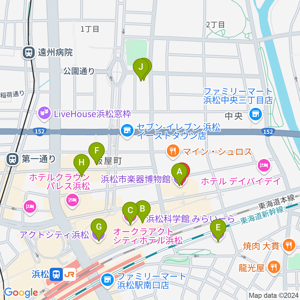 アクトシティ浜松 研修交流センター周辺のカフェ一覧地図