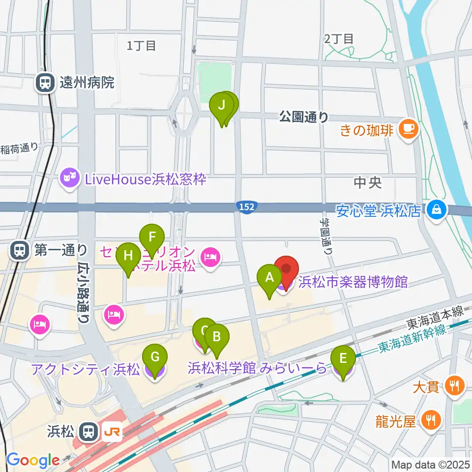 アクトシティ浜松 研修交流センター周辺のカフェ一覧地図