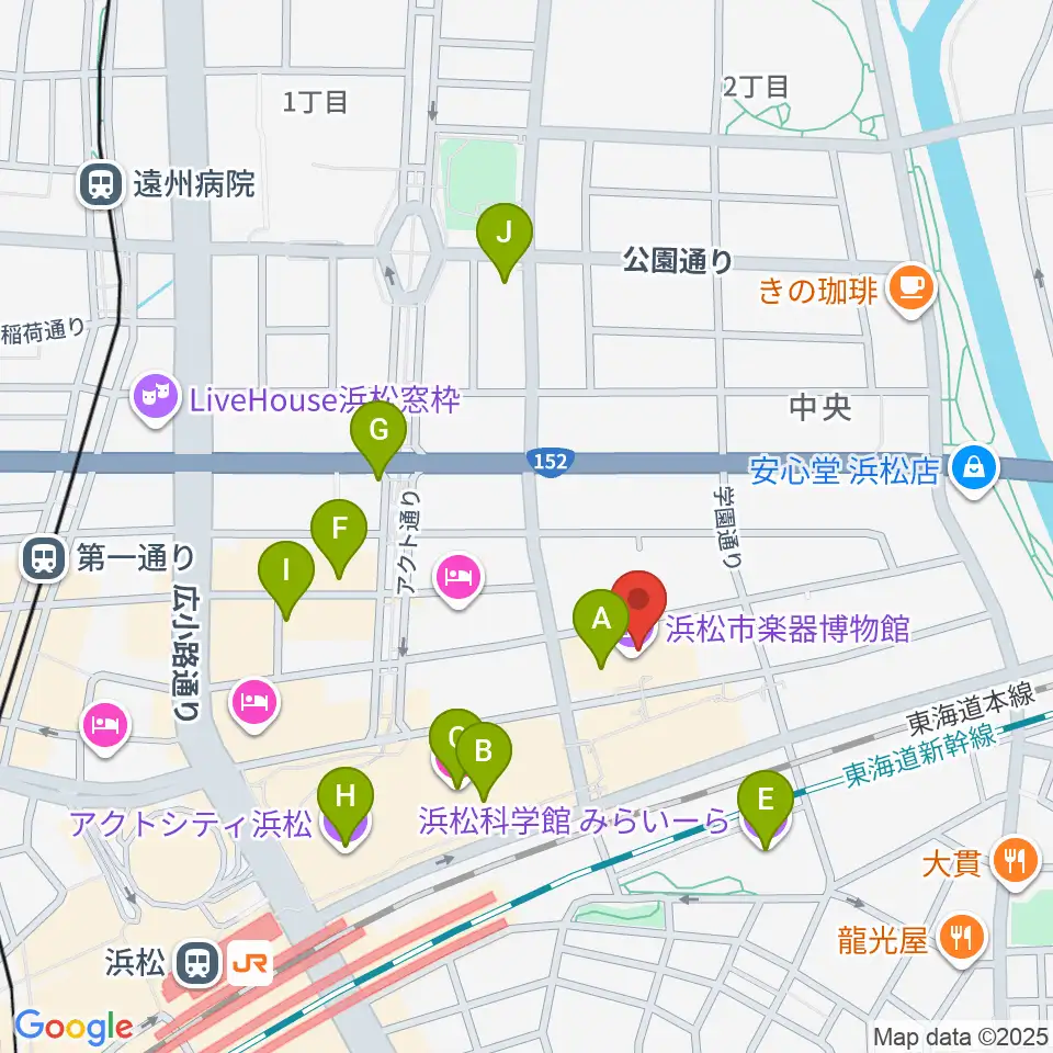 アクトシティ浜松 研修交流センター周辺のカフェ一覧地図