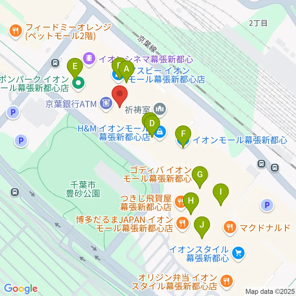 島村楽器 イオンモール幕張新都心店周辺のカフェ一覧地図