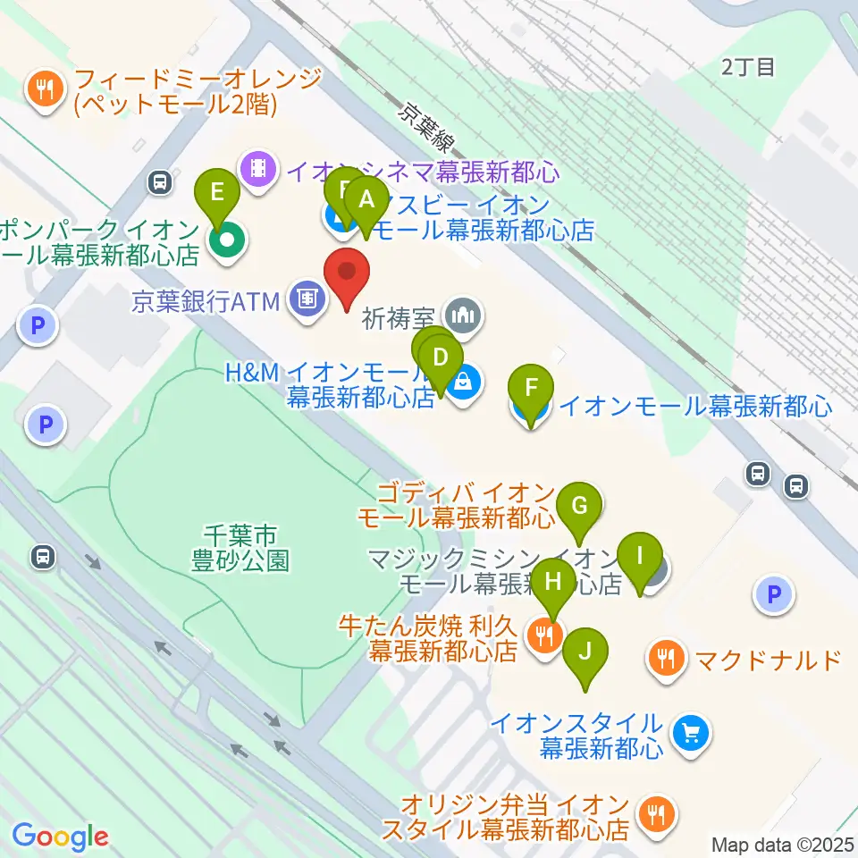 島村楽器 イオンモール幕張新都心店周辺のカフェ一覧地図