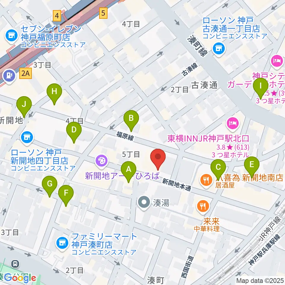 新開地劇場周辺のカフェ一覧地図