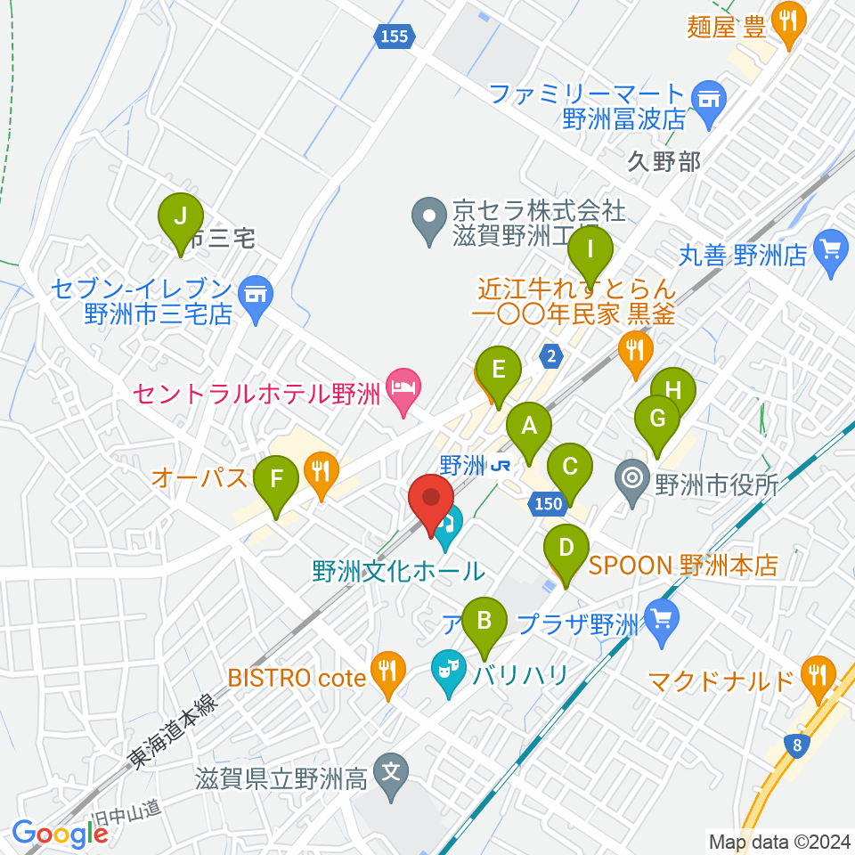 シライシアター野洲周辺のカフェ一覧地図