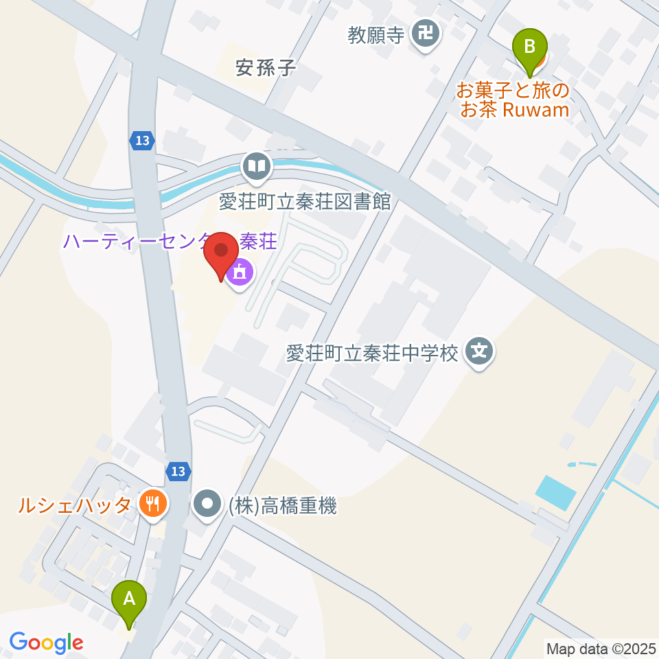 愛荘町立ハーティーセンター秦荘周辺のカフェ一覧地図