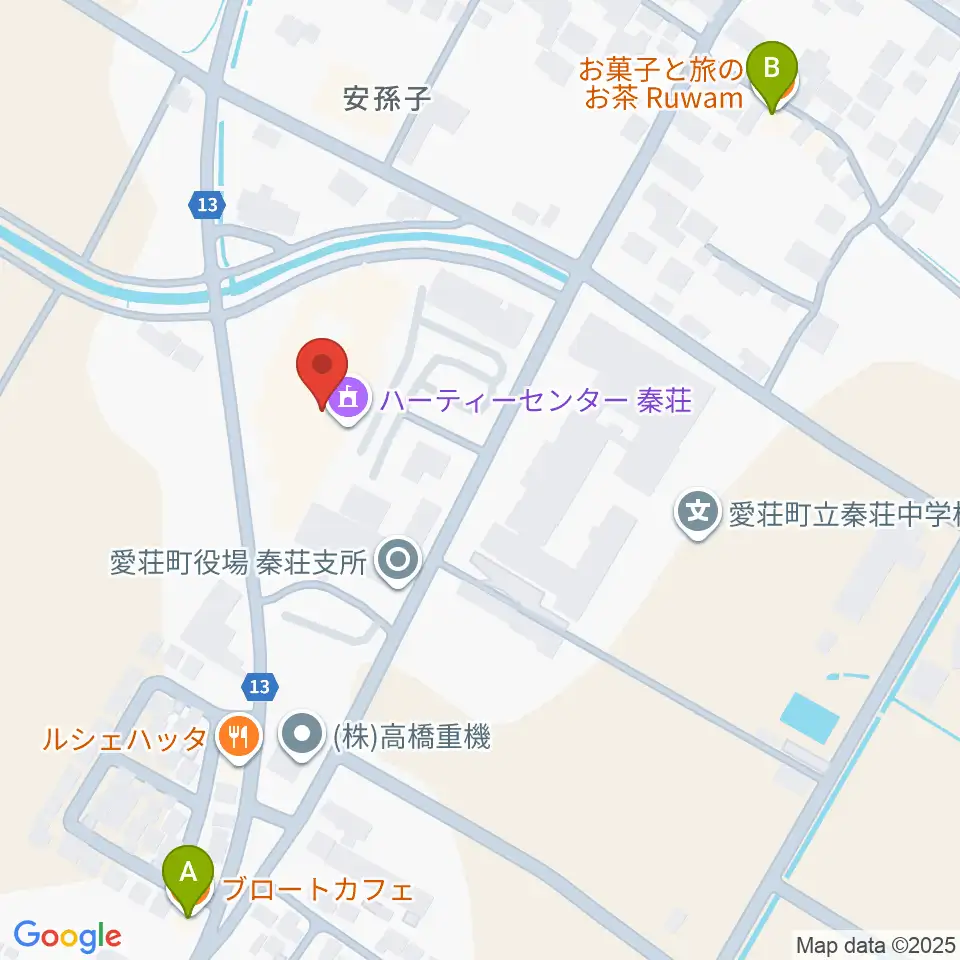 愛荘町立ハーティーセンター秦荘周辺のカフェ一覧地図