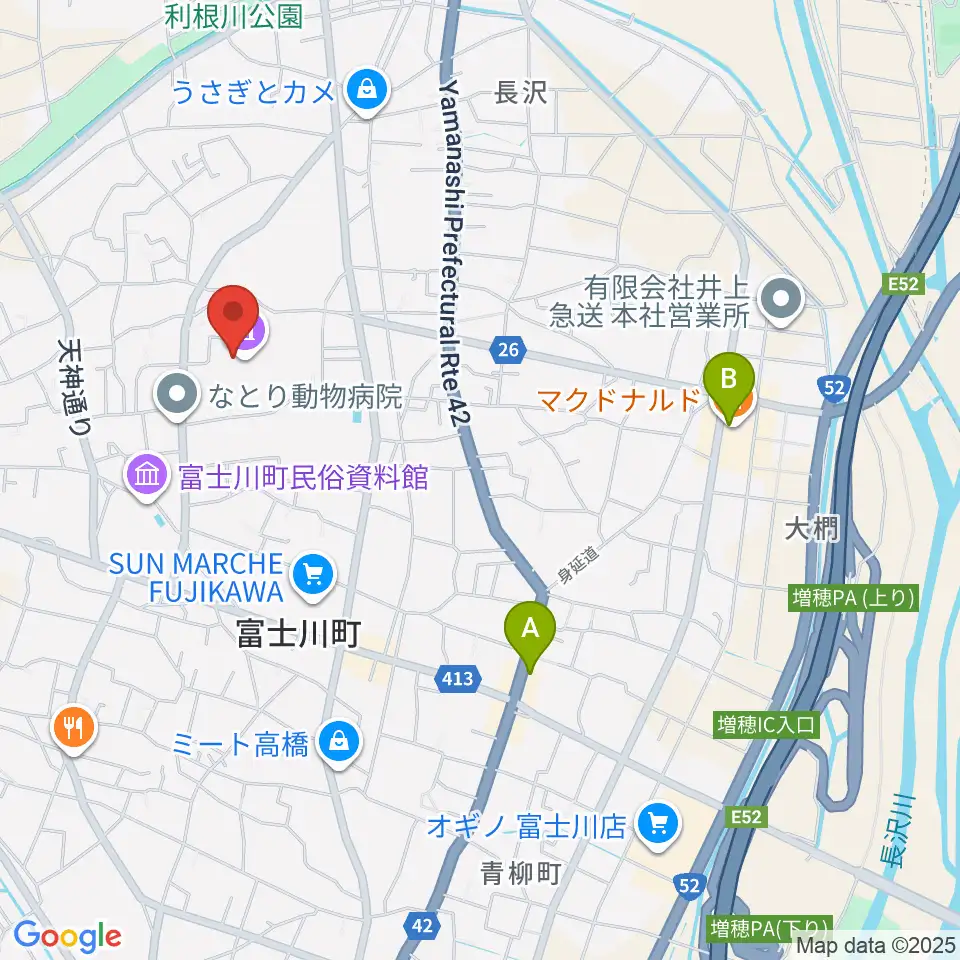 はくばく文化ホール周辺のカフェ一覧地図