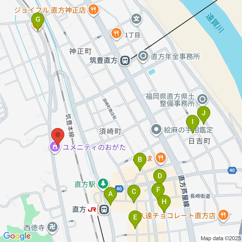 ユメニティのおがた周辺のカフェ一覧地図