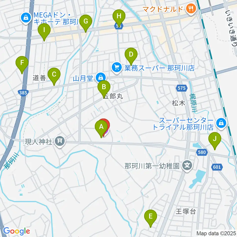 ミリカローデン那珂川周辺のカフェ一覧地図