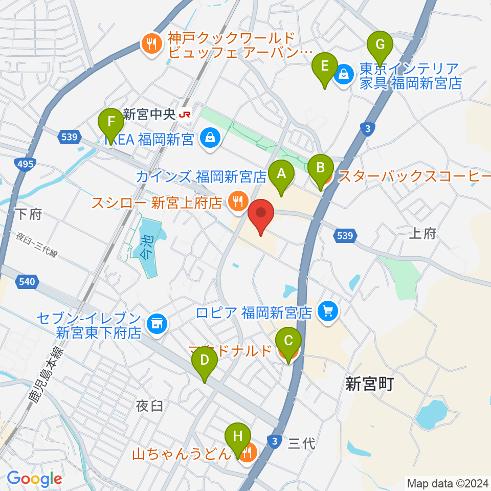 そぴあしんぐう周辺のカフェ一覧地図