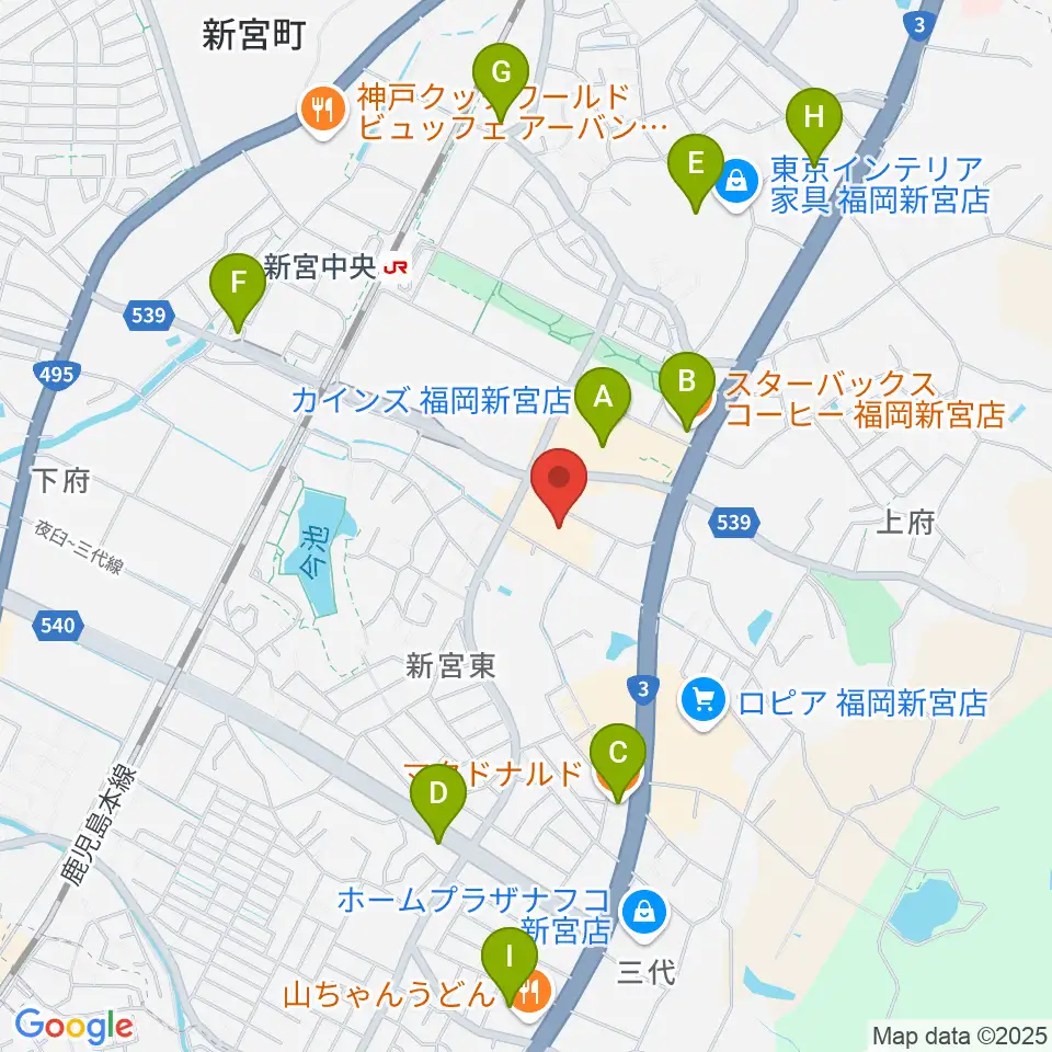 そぴあしんぐう周辺のカフェ一覧地図