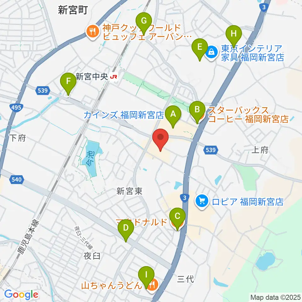 そぴあしんぐう周辺のカフェ一覧地図