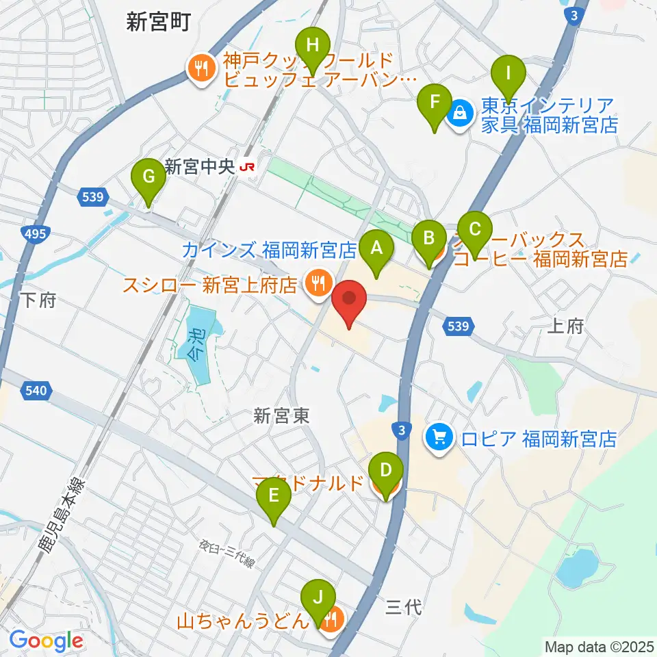そぴあしんぐう周辺のカフェ一覧地図
