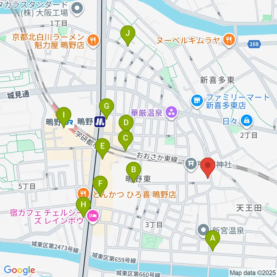カワセドラムスクール周辺のカフェ一覧地図