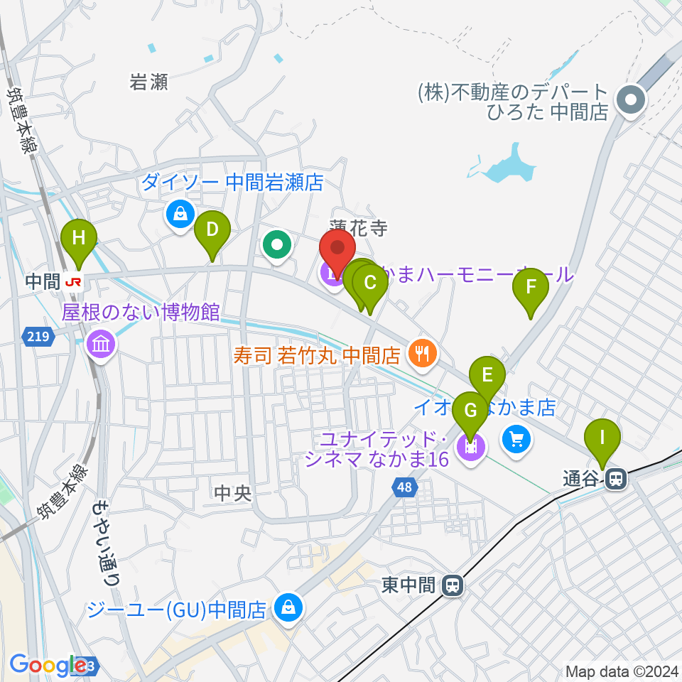 なかまハーモニーホール周辺のカフェ一覧地図