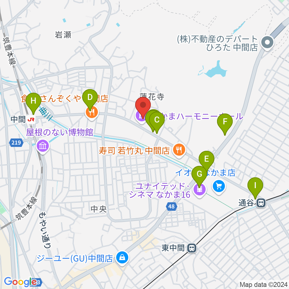 なかまハーモニーホール周辺のカフェ一覧地図