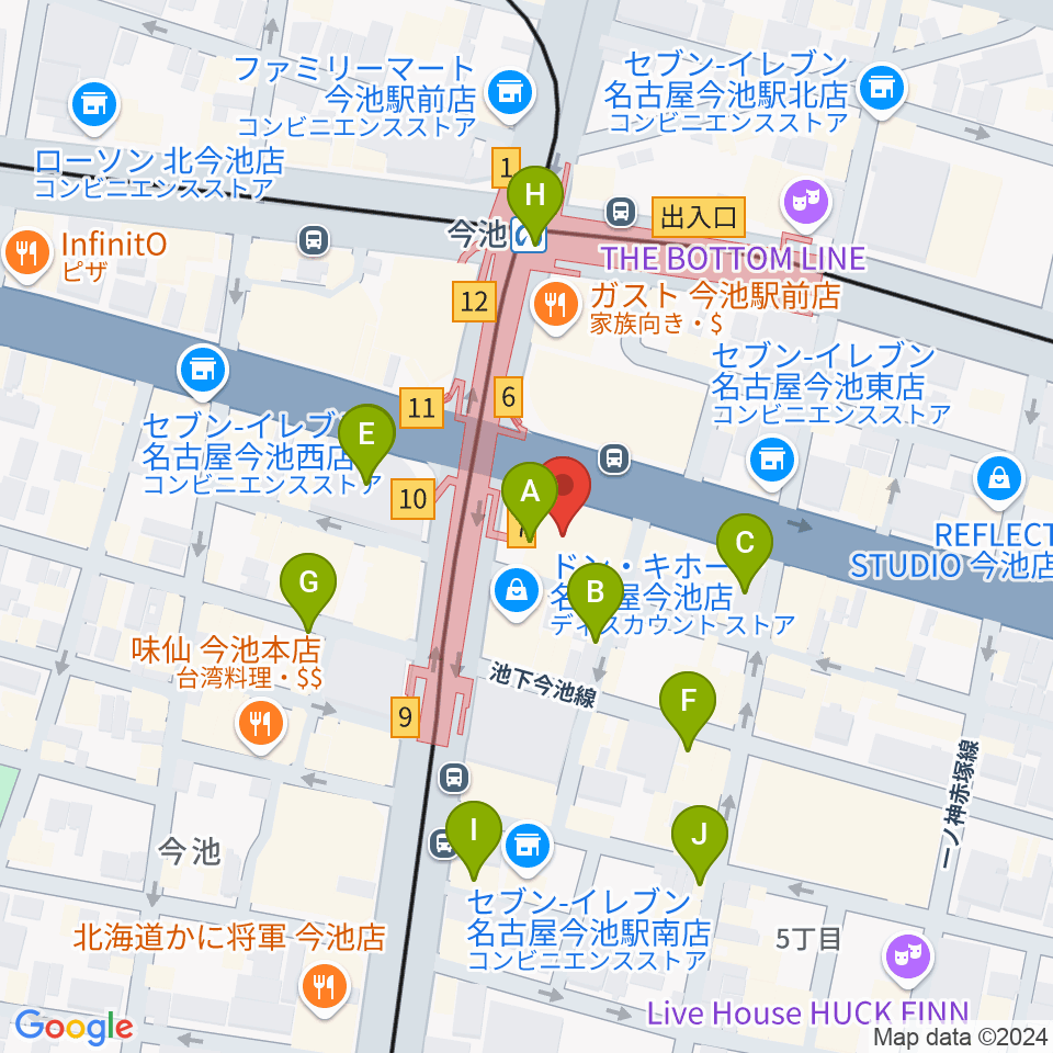 村松楽器 名古屋店周辺のカフェ一覧地図