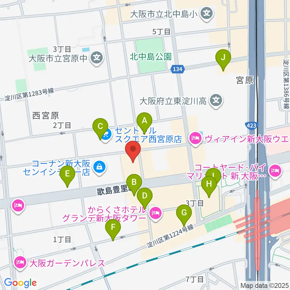 村松楽器 大阪店周辺のカフェ一覧地図