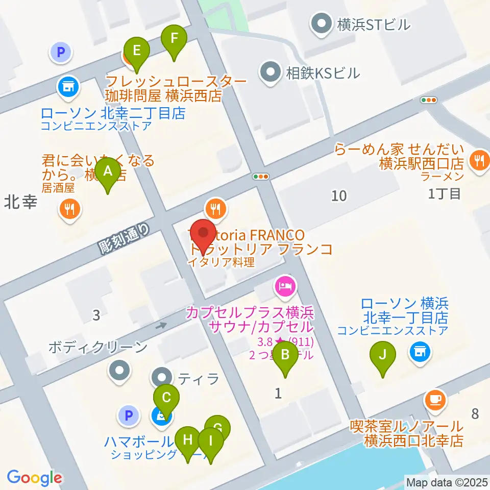 ムラマツ・フルート・レッスンセンター横浜周辺のカフェ一覧地図