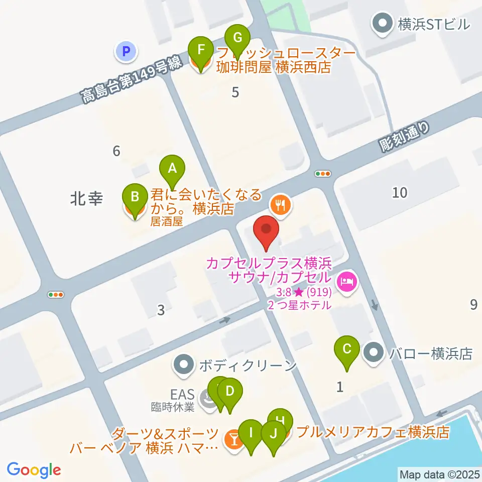 ムラマツ・フルート・レッスンセンター横浜周辺のカフェ一覧地図