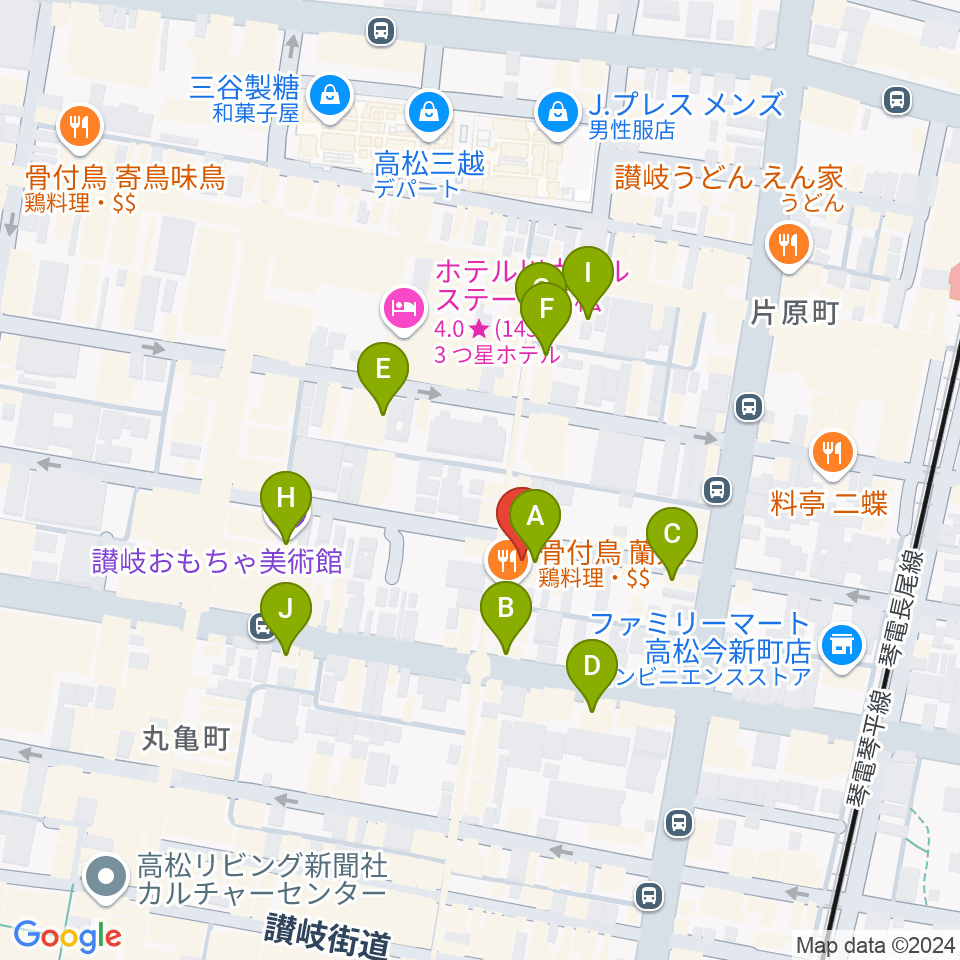 高松RIZIN'周辺のカフェ一覧地図