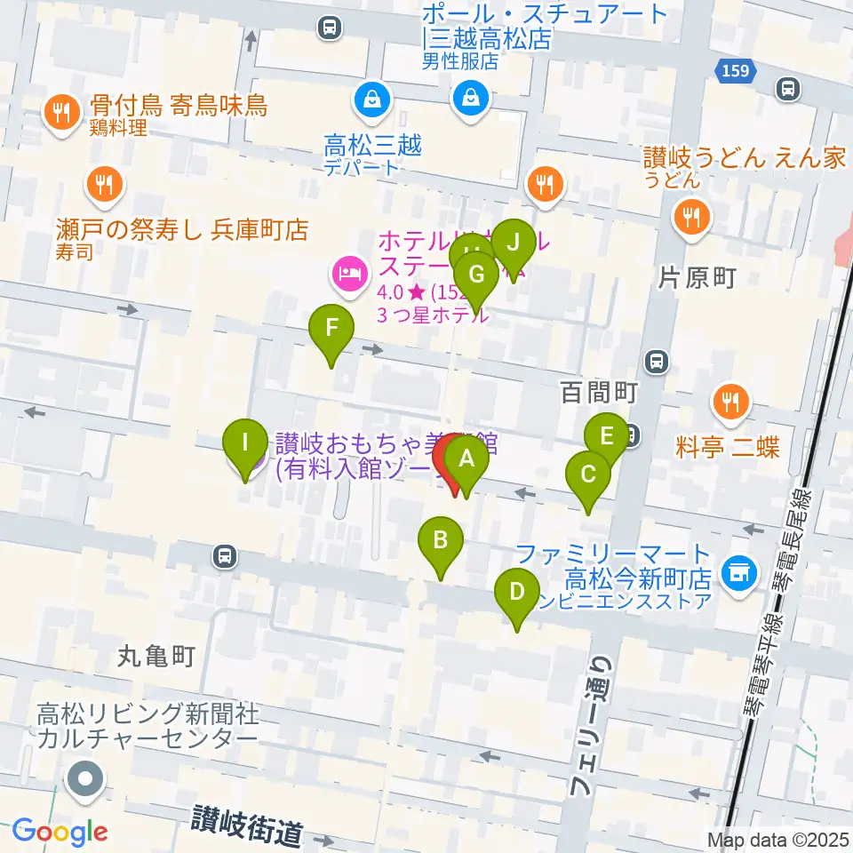 高松RIZIN'周辺のカフェ一覧地図