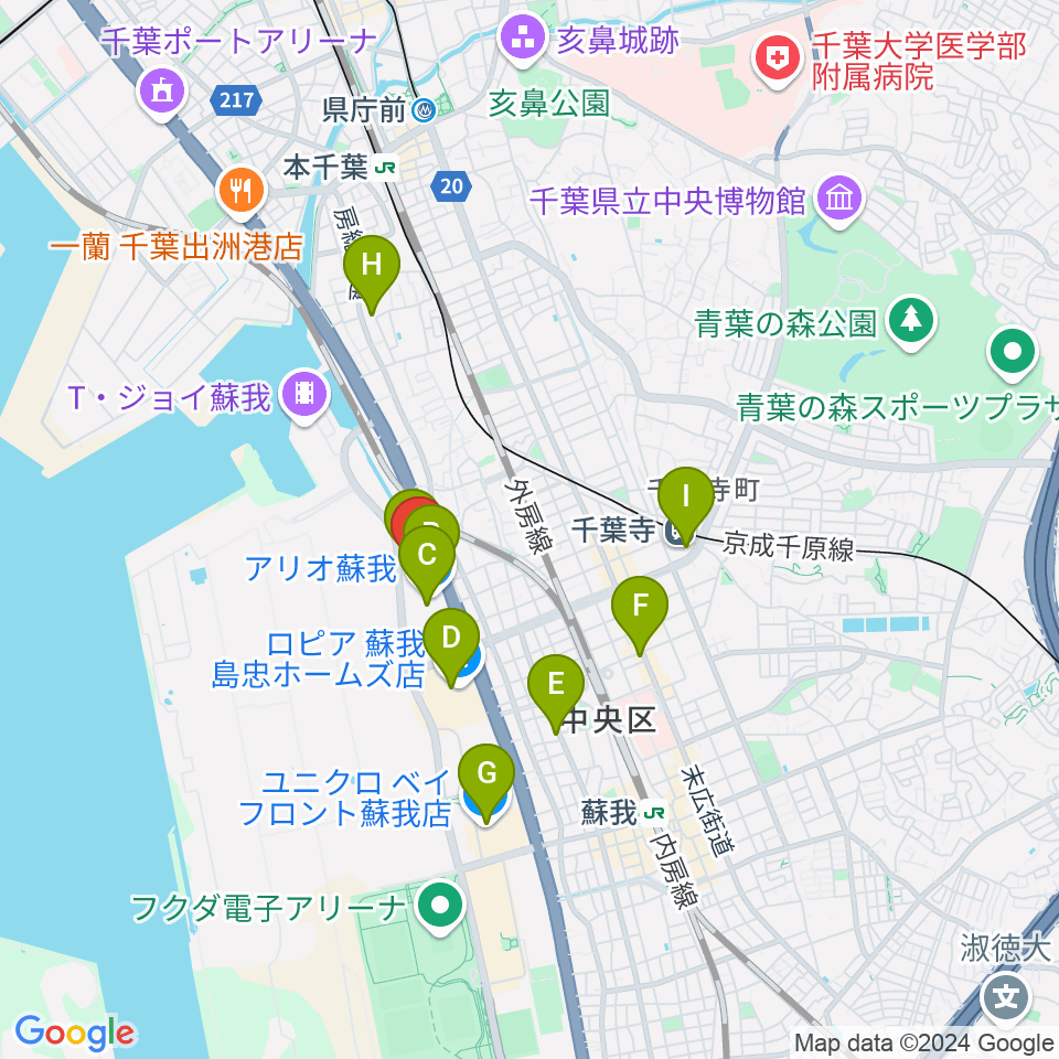 タワーレコード アリオモール蘇我店周辺のカフェ一覧地図