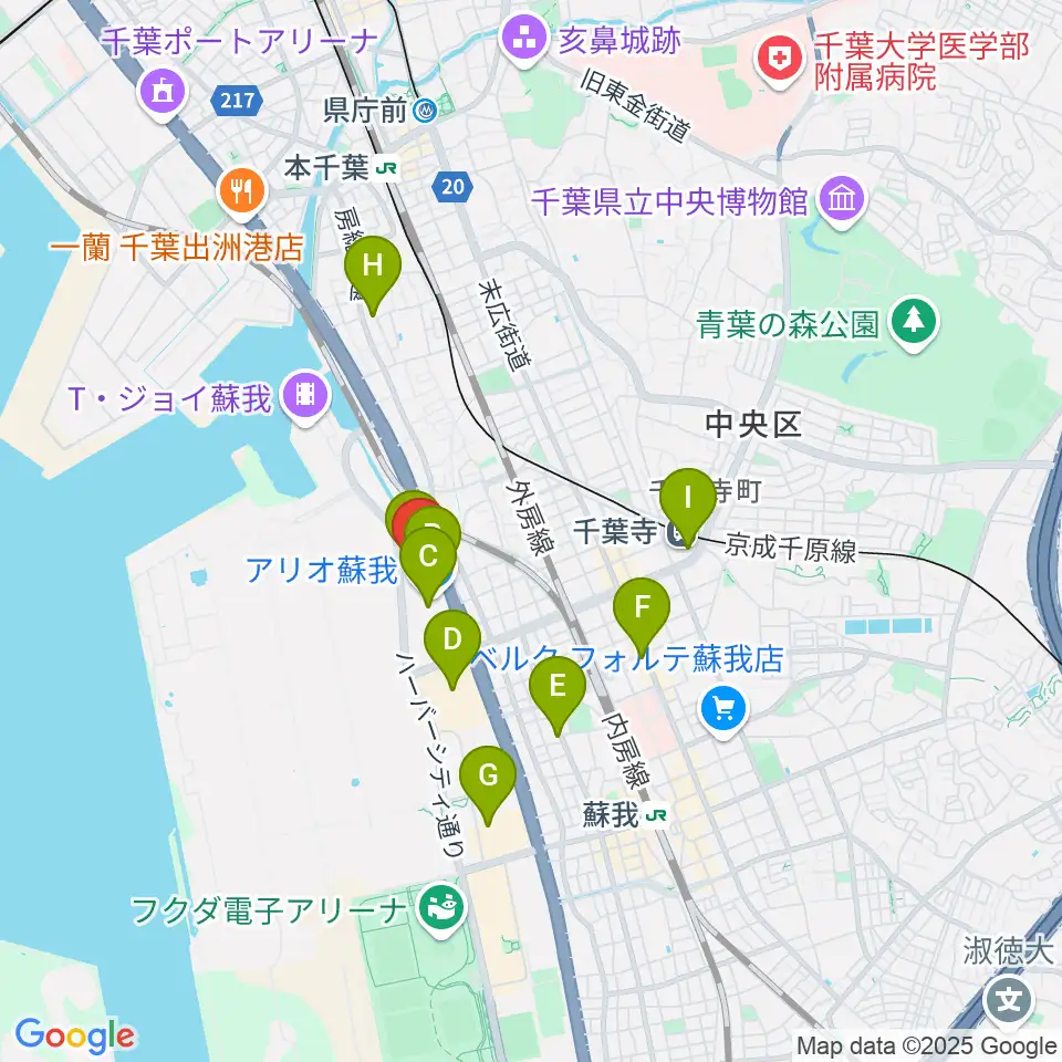 タワーレコード アリオモール蘇我店周辺のカフェ一覧地図