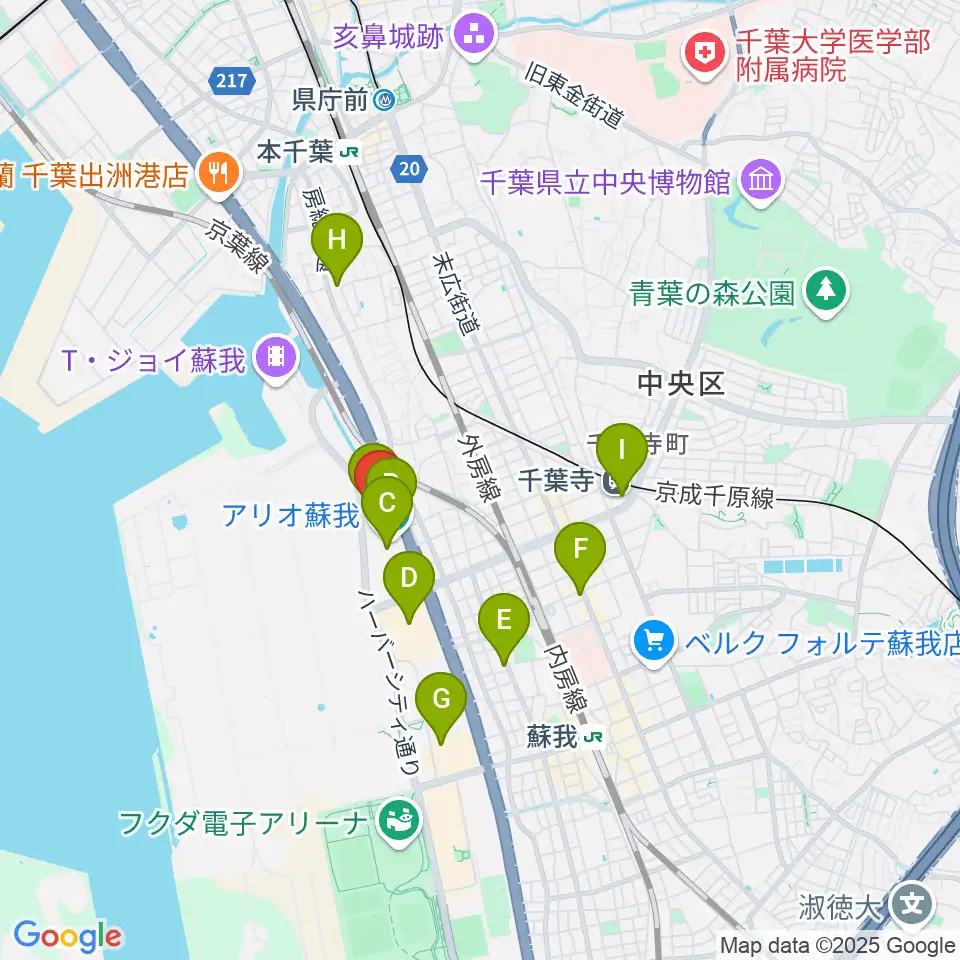 タワーレコード アリオモール蘇我店周辺のカフェ一覧地図
