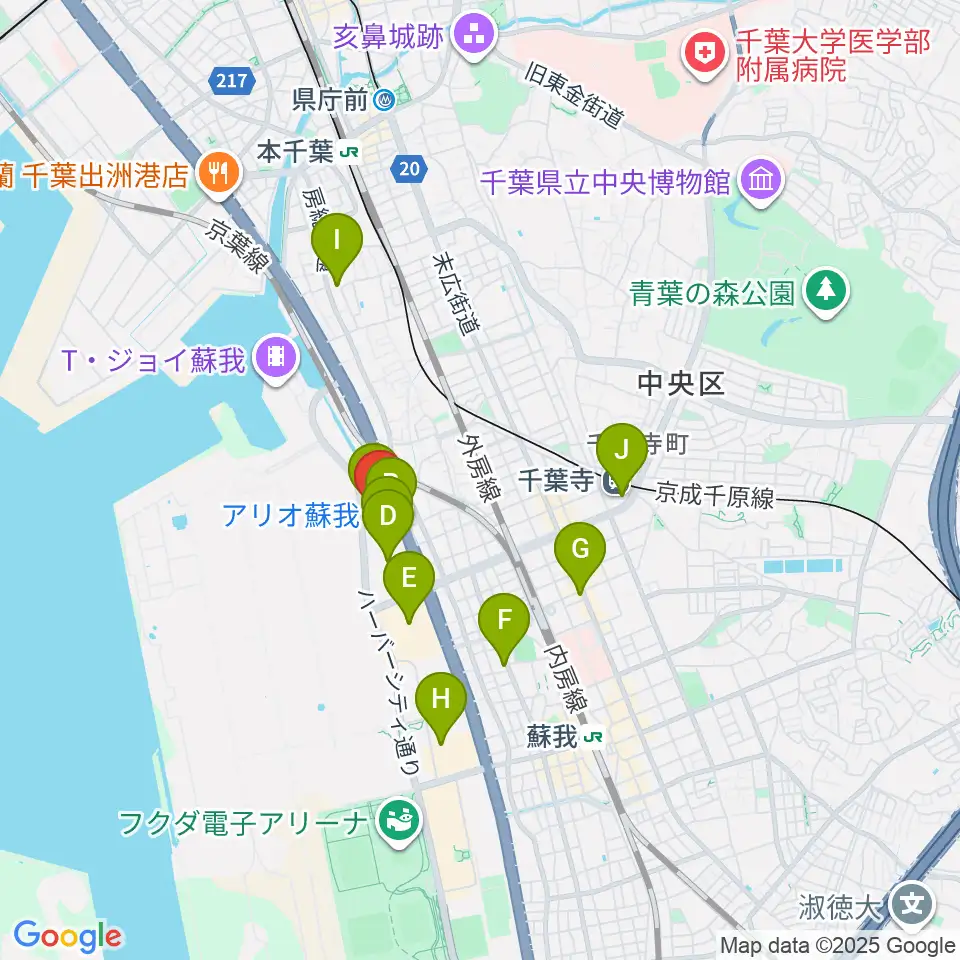 タワーレコード アリオモール蘇我店周辺のカフェ一覧地図