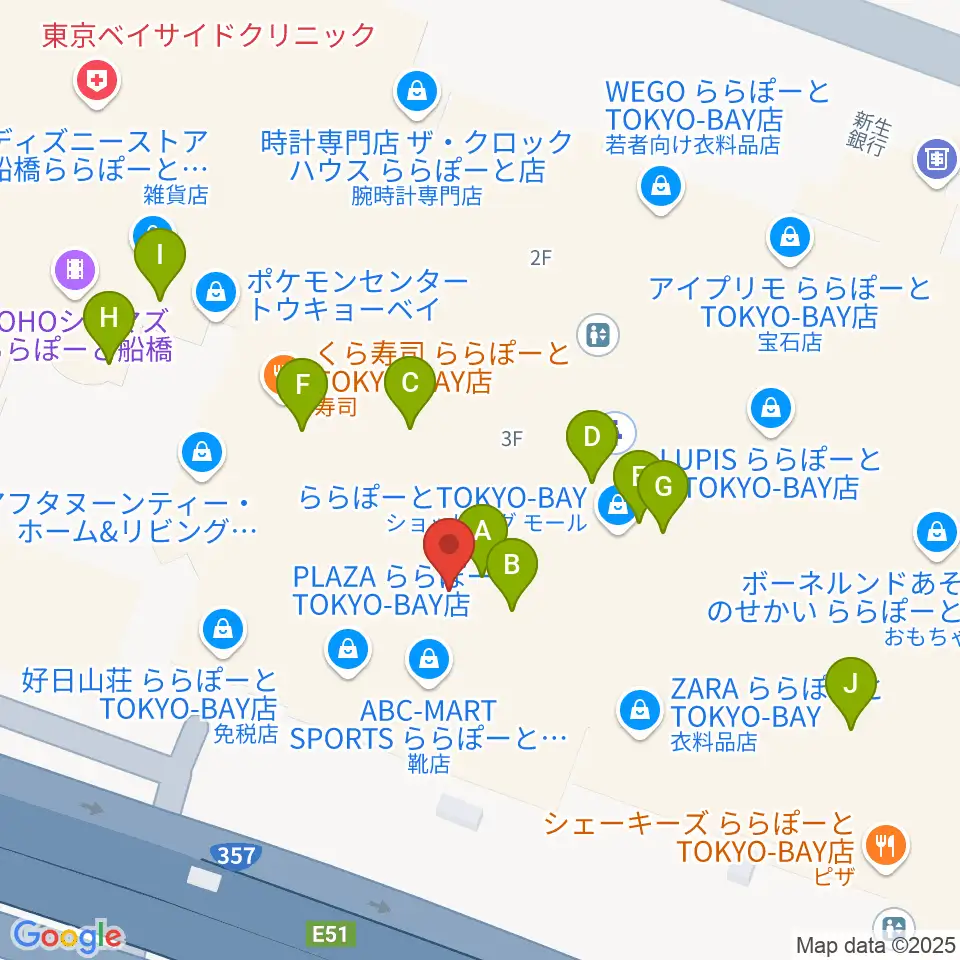 タワーレコード ららぽーとTOKYO-BAY店周辺のカフェ一覧地図