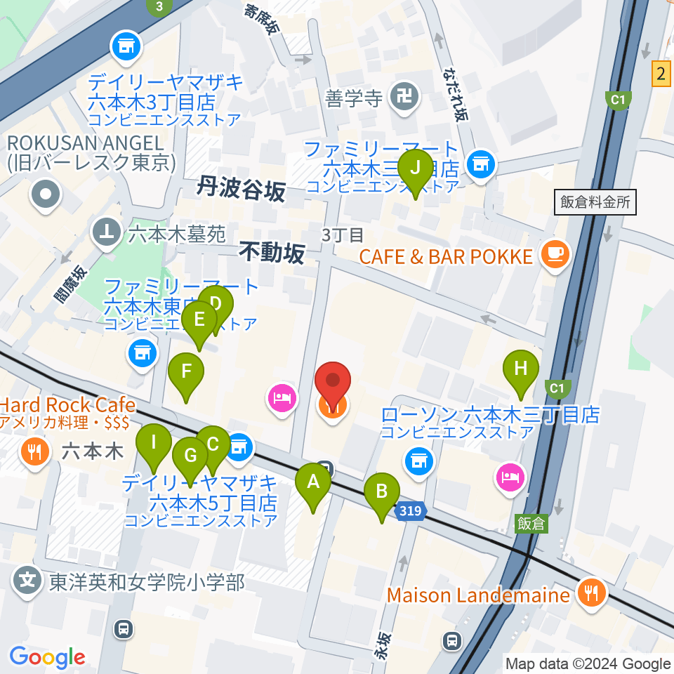 六本木クラップス周辺のカフェ一覧地図