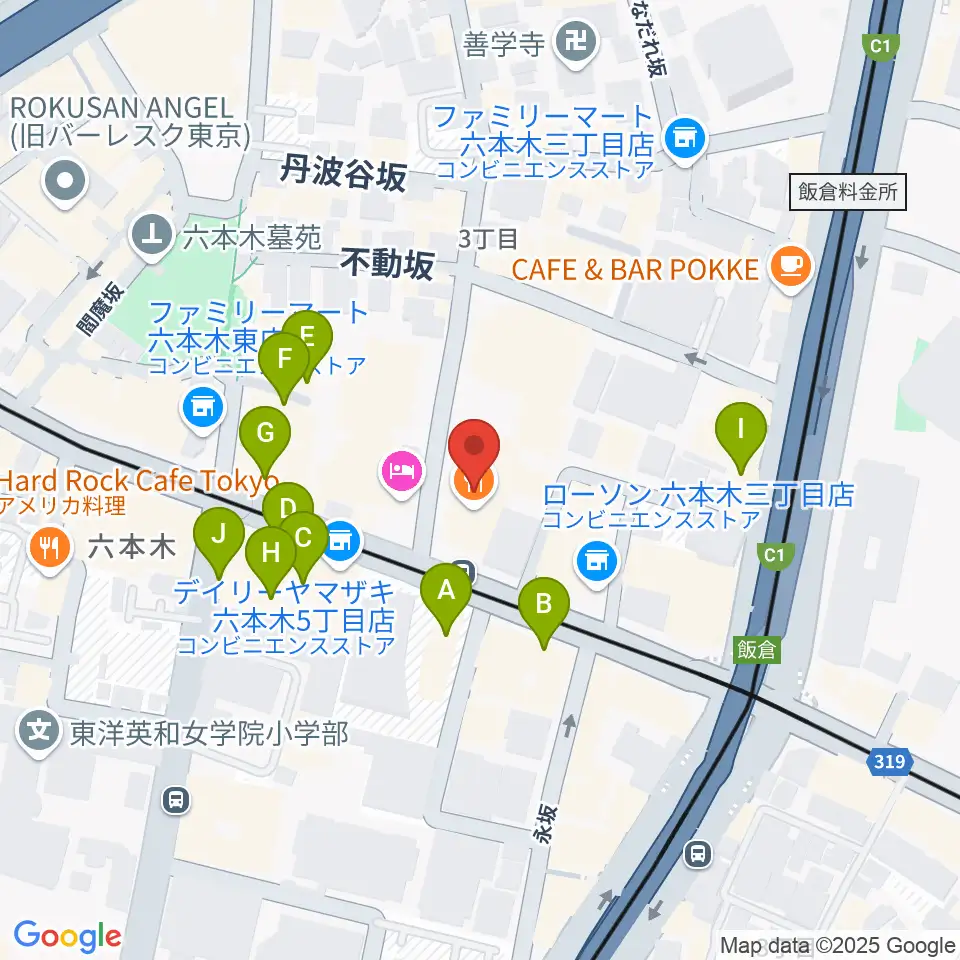 六本木クラップス周辺のカフェ一覧地図