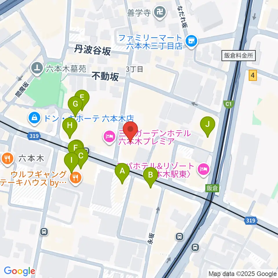 六本木クラップス周辺のカフェ一覧地図