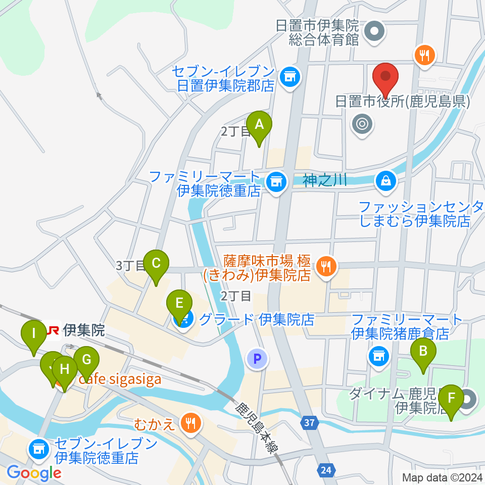 日置市伊集院文化会館周辺のカフェ一覧地図