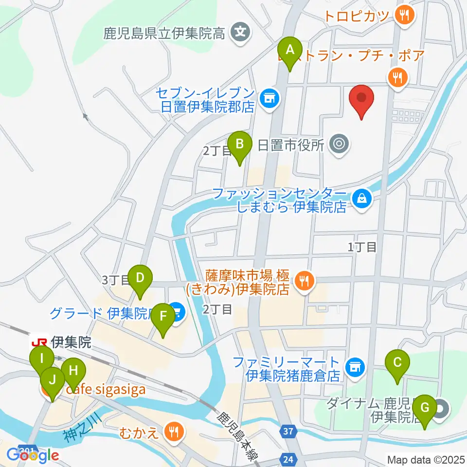 日置市伊集院文化会館周辺のカフェ一覧地図