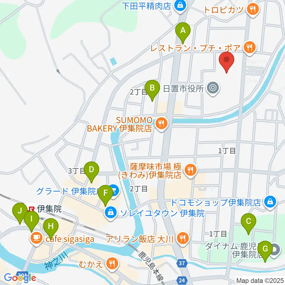 日置市伊集院文化会館周辺のカフェ一覧地図