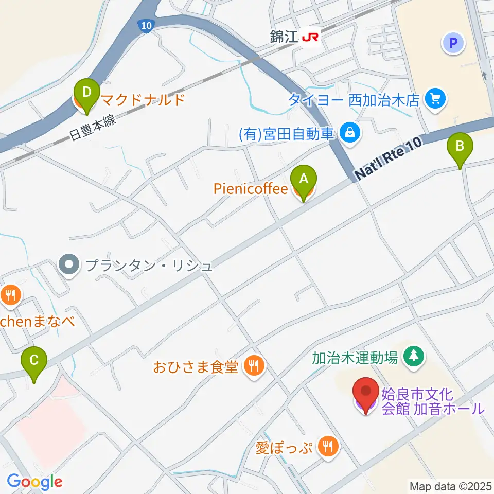 姶良市文化会館 加音ホール周辺のカフェ一覧地図