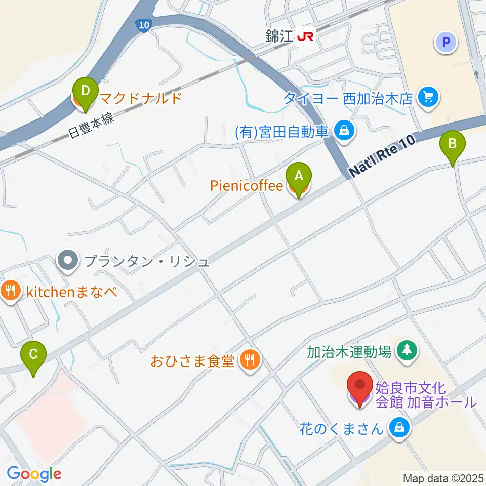 姶良市文化会館 加音ホール周辺のカフェ一覧地図
