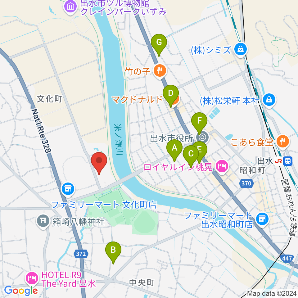 マルマエホール出水（出水市文化会館）周辺のカフェ一覧地図