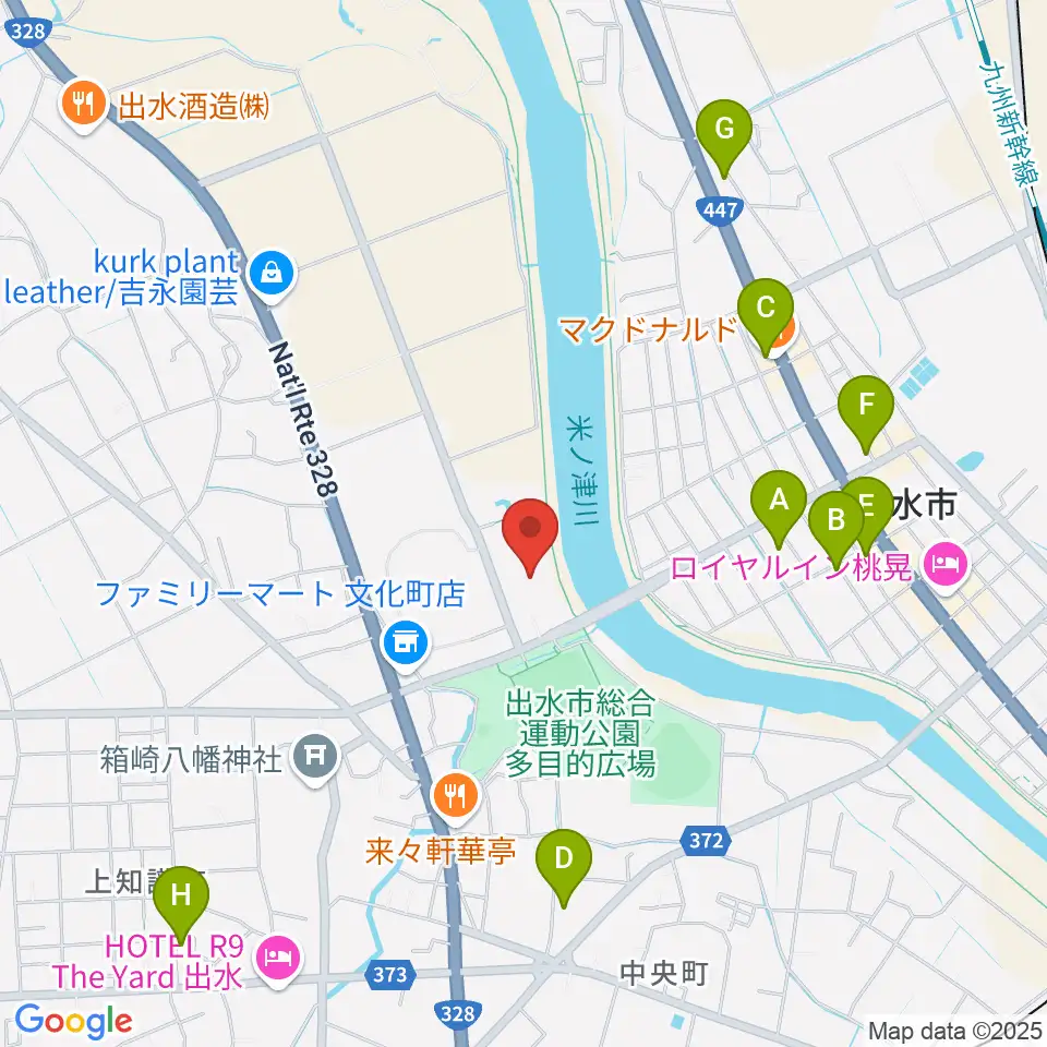 マルマエホール出水周辺のカフェ一覧地図