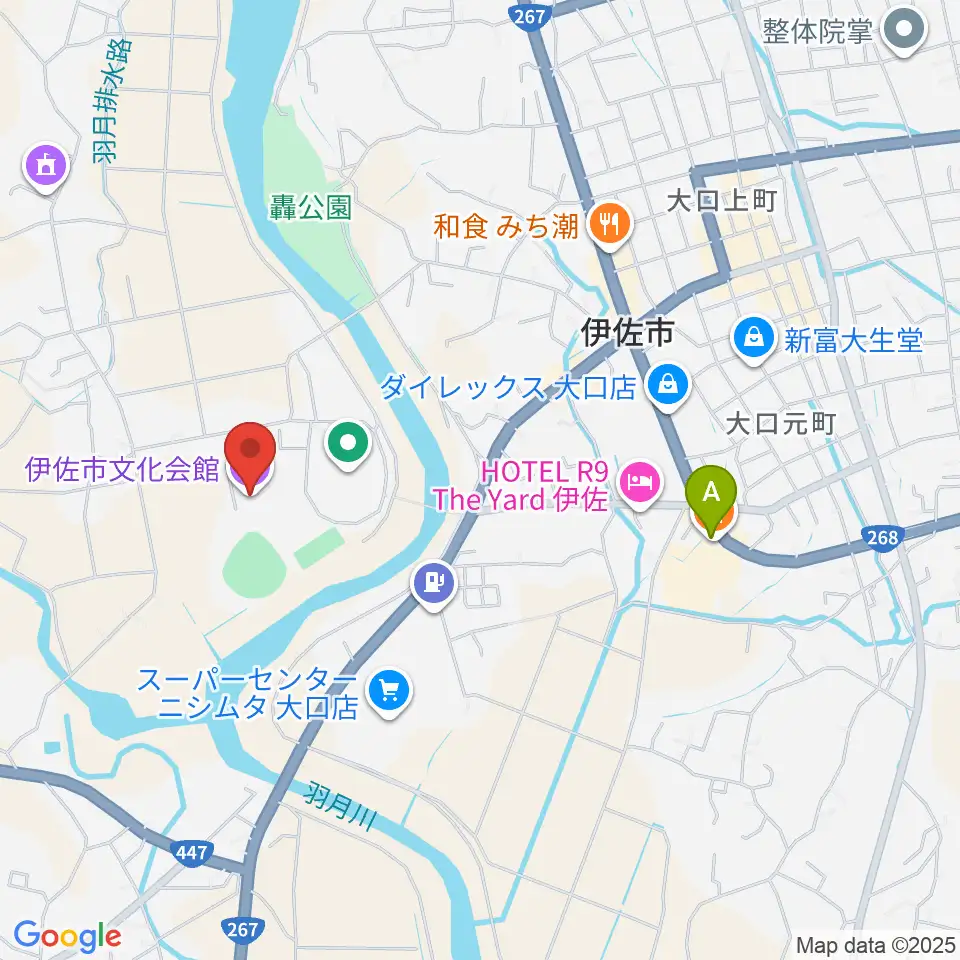 伊佐市文化会館周辺のカフェ一覧地図